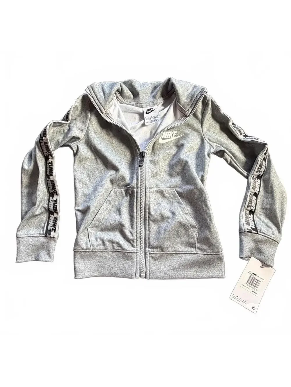 NIKE boys Heather grey boys full zip up high neck lightweight jacket size 4 NWT